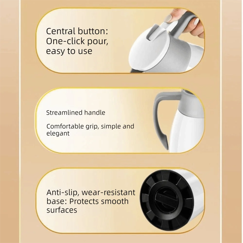 Long Term Insulation 1300/1900ML Insulation Kettle Glass Inner Leakproof Hot Water Jug Large Capacity Vacuum Flask Office