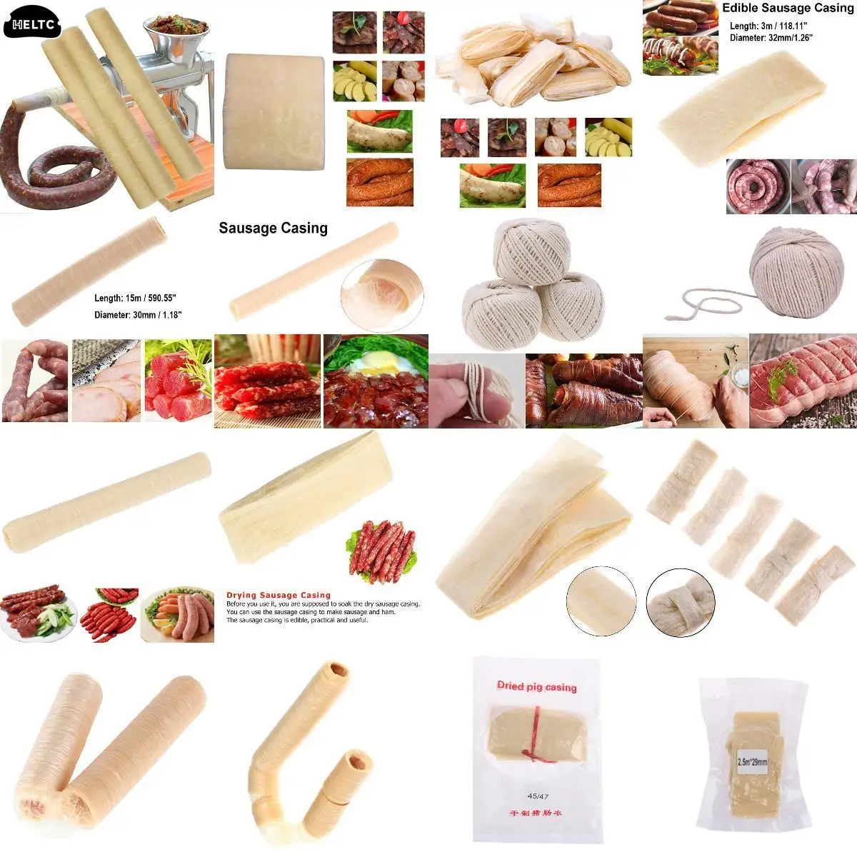 Collagen Protein Casings Sausage Ham Home Kitchen Dining Tool Butcher's Cotton Twine Meat Prep Trussing Turkey Barbecue String