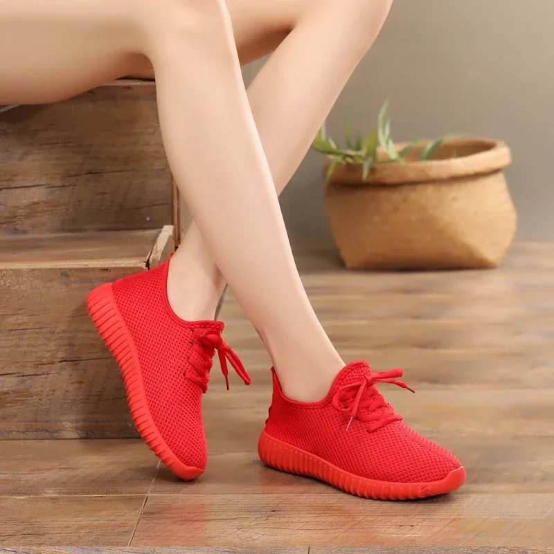 Women's Vulcanize Shoes 2025 Autumn Sneakers Solid Black Red Shoes Gym Fitness Trainers Walking Sport Shoes Female Zapatos Mujer - 2