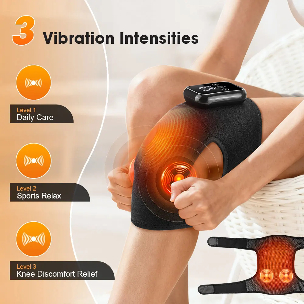 Heating Vibration Knee Pad Massage Wrap Belt Larger Thermal Area Joint Muscle Relaxation Brace Hot Compress Knee Massager Winter