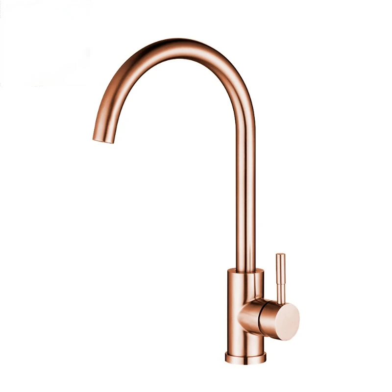 

Low MOQ ss 304 stainless steel matte brushed black and rose gold color 360 degree rotatable swivel kitchen faucet