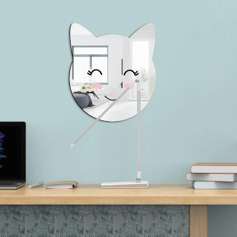 Nordic Style Acrylic Mirror Sticker DIY Self Adhesive Cat Head Wall Sticker for Children Bedroom Decoration Mural Art Home Decal