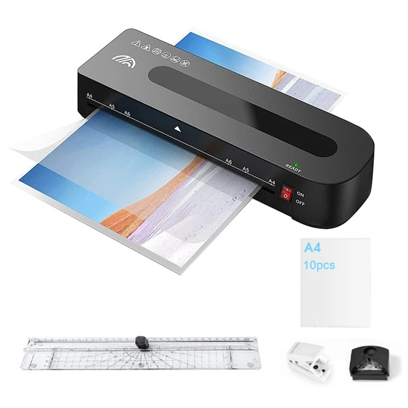 

A4 Laminating Machine Office Document Laminating Machine+A4 Plastic Film+Corner Rounder+Hole Punch+Ruler Cutter Retail