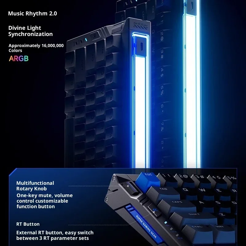 MCHOSE Ace68 터보 16k 마그네틱 스위치 키보드 알루미늄 합금 0.001mm e스포츠 키보드 인체공학적 저지연 게이머 키보드