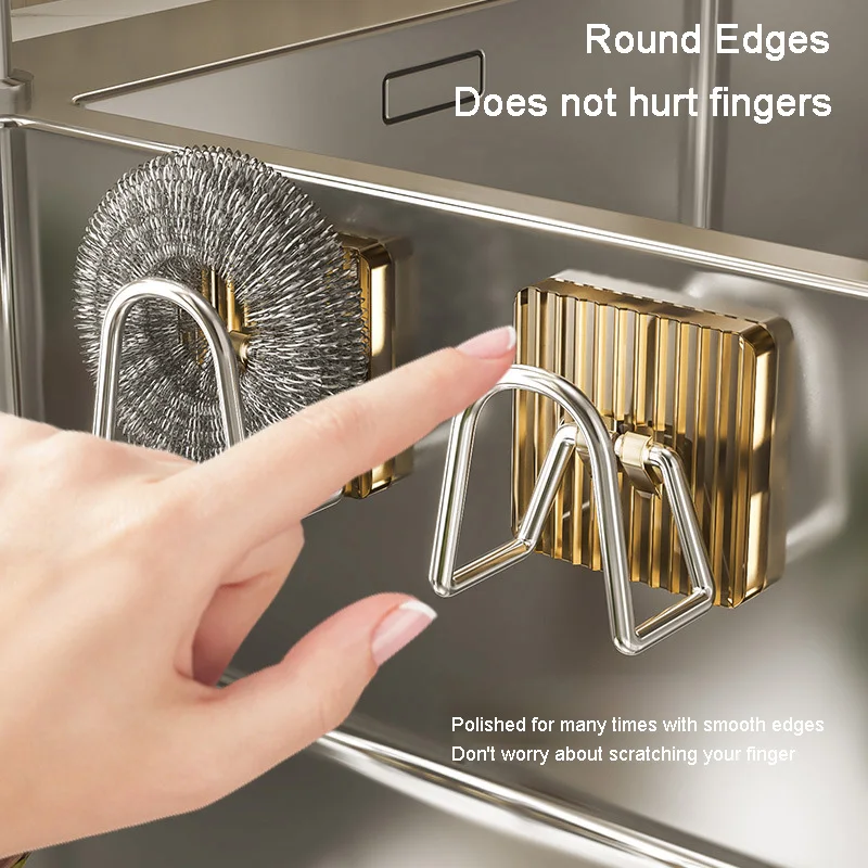 Acrylic Sink Sponge Holder Adhesive Sink Caddy Organizer Rack Storage Hook for Sponges Brushes Chopping Board Kitchen Accessorie 4