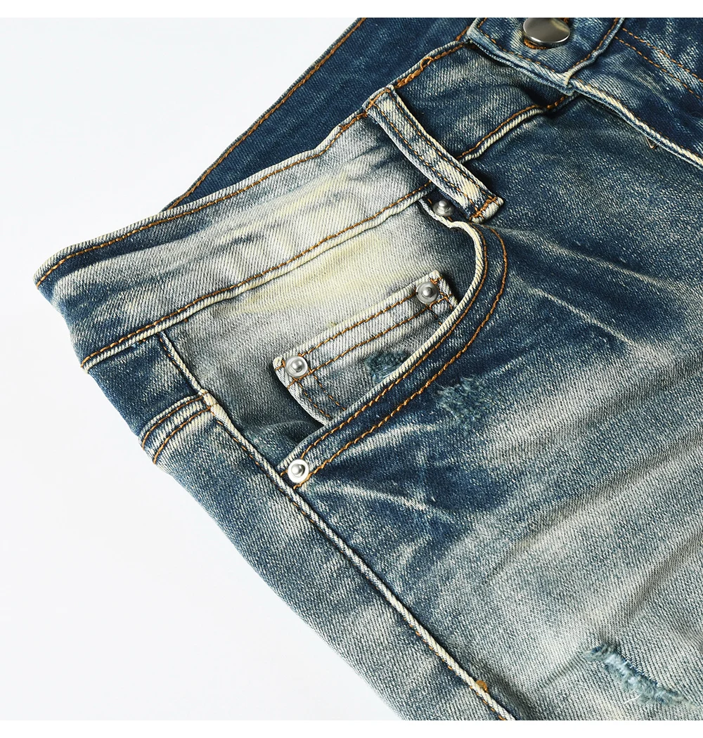 Dark Blue Biker Jeans Back View