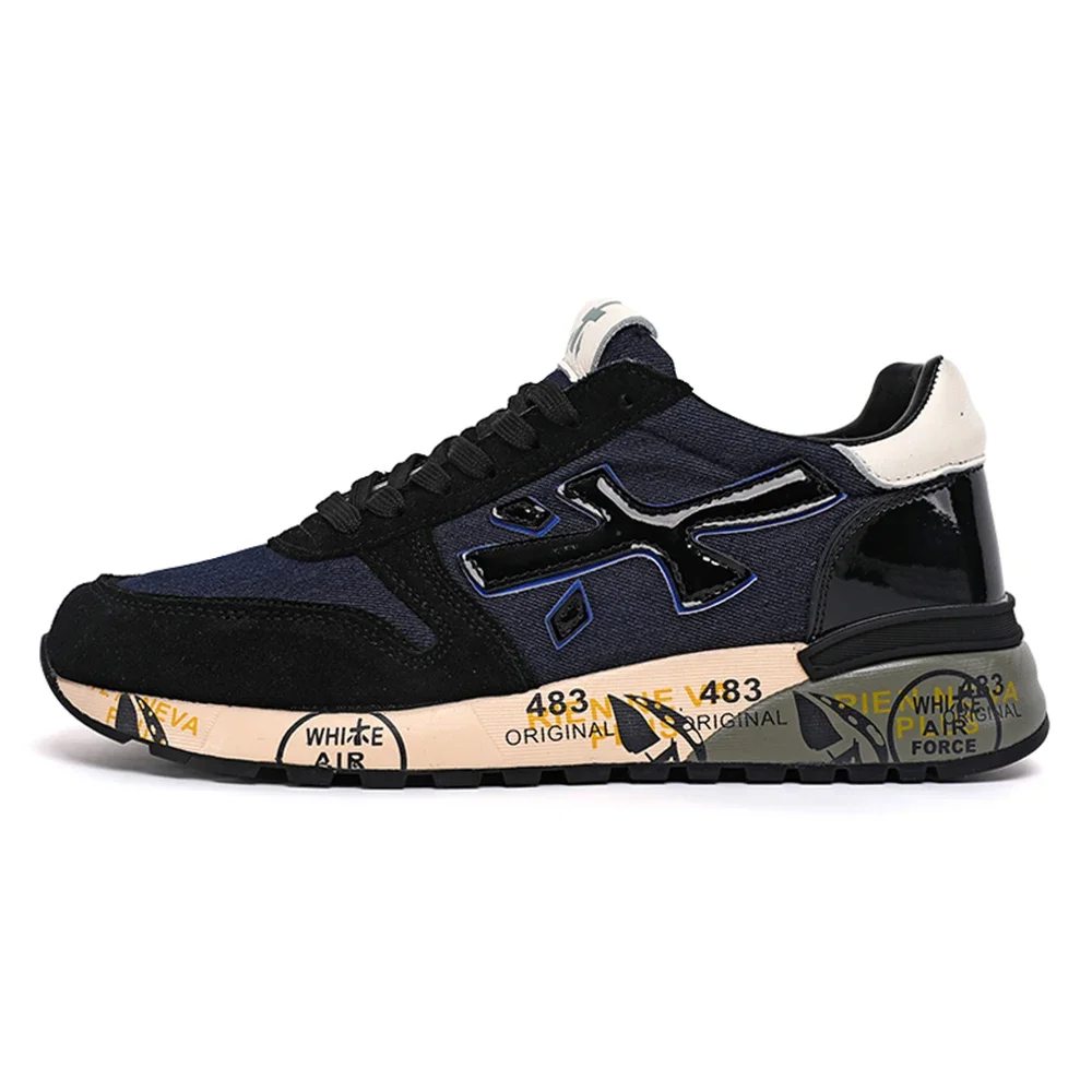 Premiata Moda Uomo Leggero Lusso Retrò Casual All-Match Scarpe Sportive In Pelle Verniciata Mesh Traspirante Scarpe Da Corsa Leggere