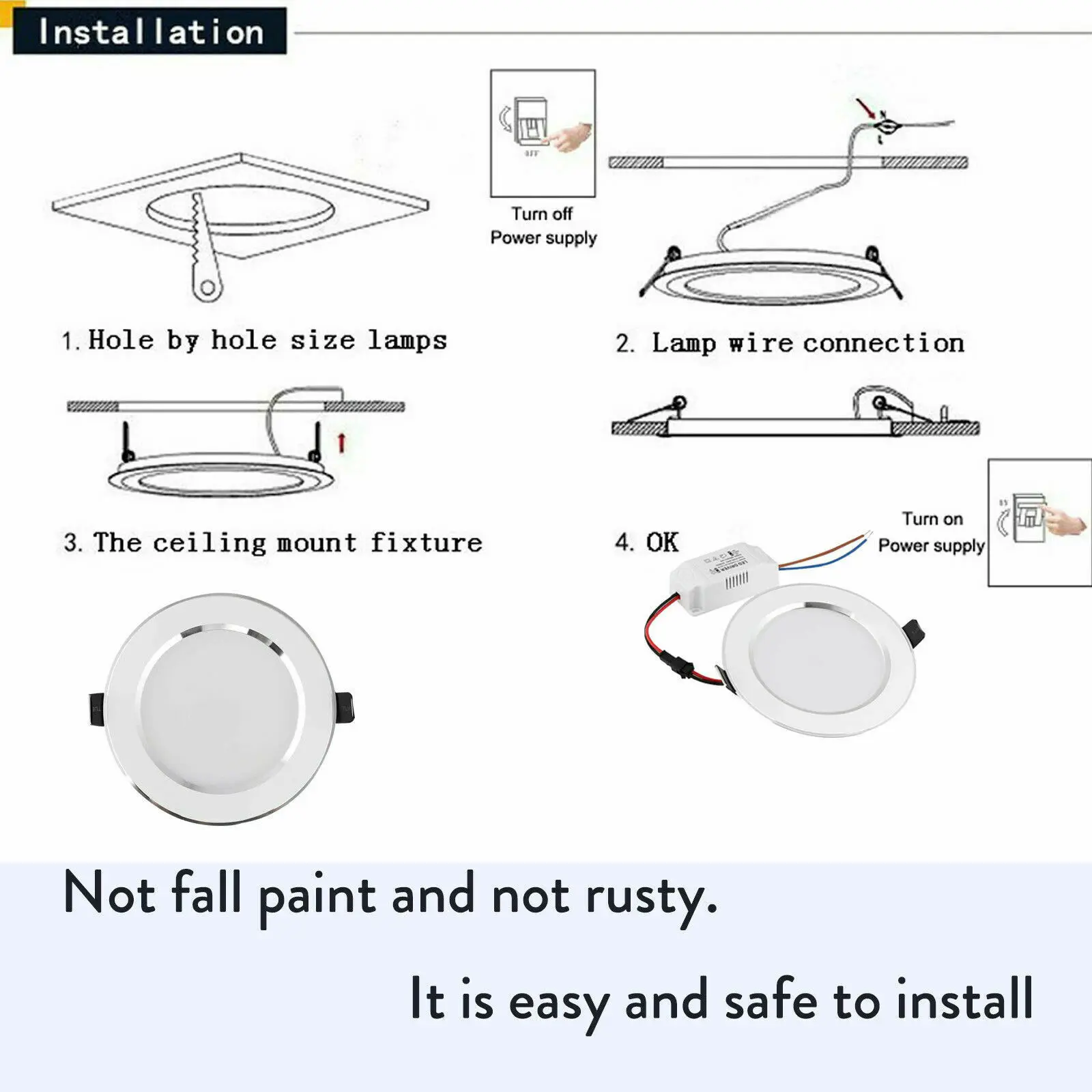 Description Picture 3 of itemLed Downlight 3W 5W 7W 9W 12W 15W 18W Downlights Led Ceiling Light 24V Bedroom Lamp Bright Spot Spotlight Bulb Decorative