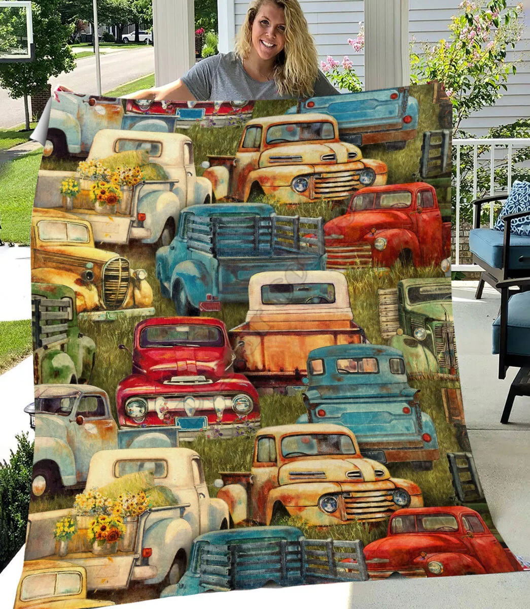 Car Vintage Cars Lover Flannel Blanket 3D Printed Blanket Kids Adult Soft Bed Cover Sheet Plush Blanket Multipurpose