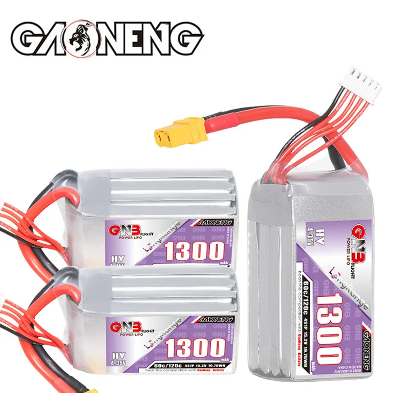 

Upgraded 1300mAh GNB HV 60c/120c 7.6v LiPo Battery For RC Helicopter Quadcopter FPV Racing Drone Spare Parts 4s Battery 3Pcs