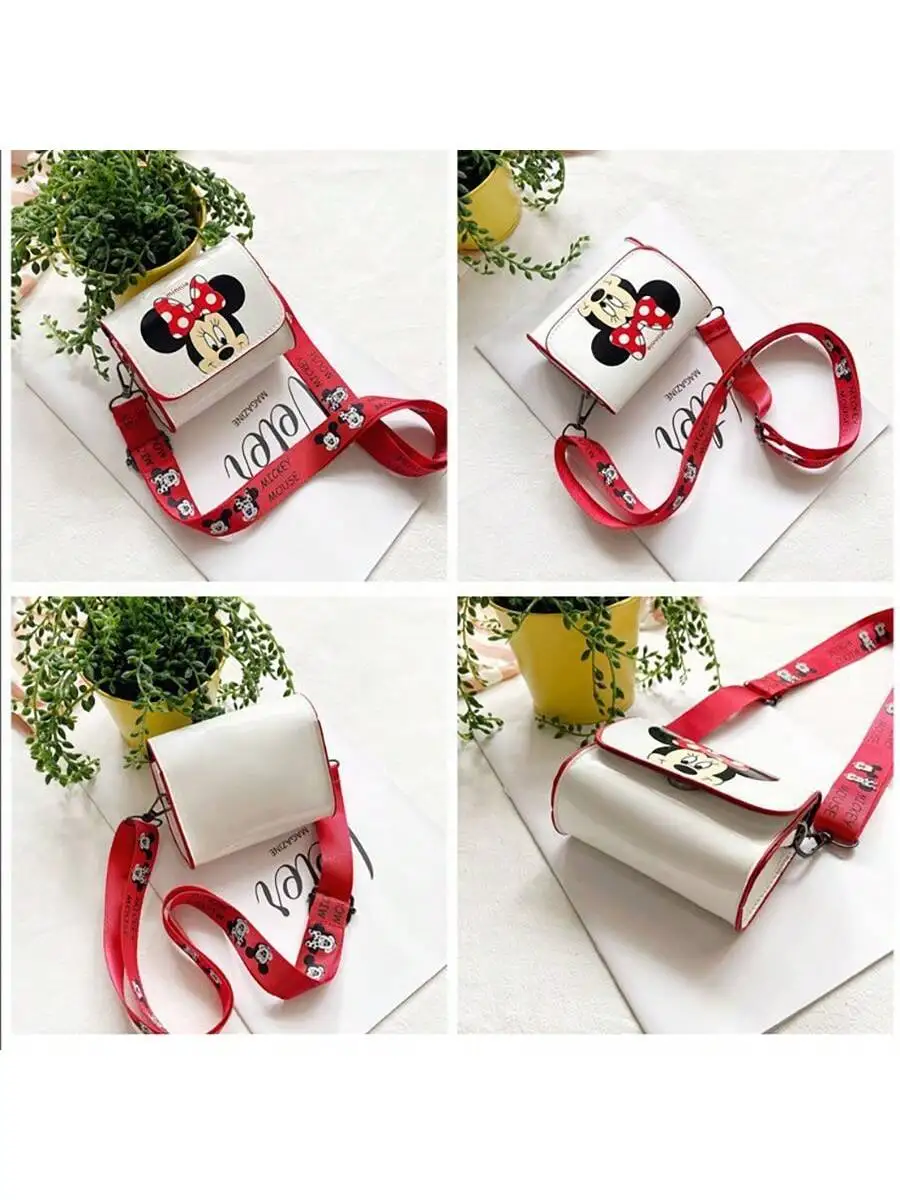 ديزني حقيبة مربعة أنيمي حقائب الكتف Kawaii رسول حمل لطيف الكرتون حقائب الظهر ميكي دونالد داك حقائب الموضة