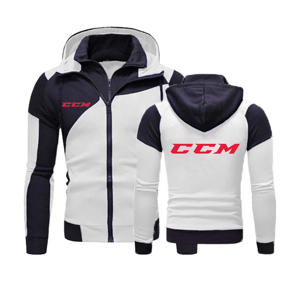 CCM new men's contrast coat cardigan padded casual long sleeve zipper hoodie men's hoodie sweatshirt