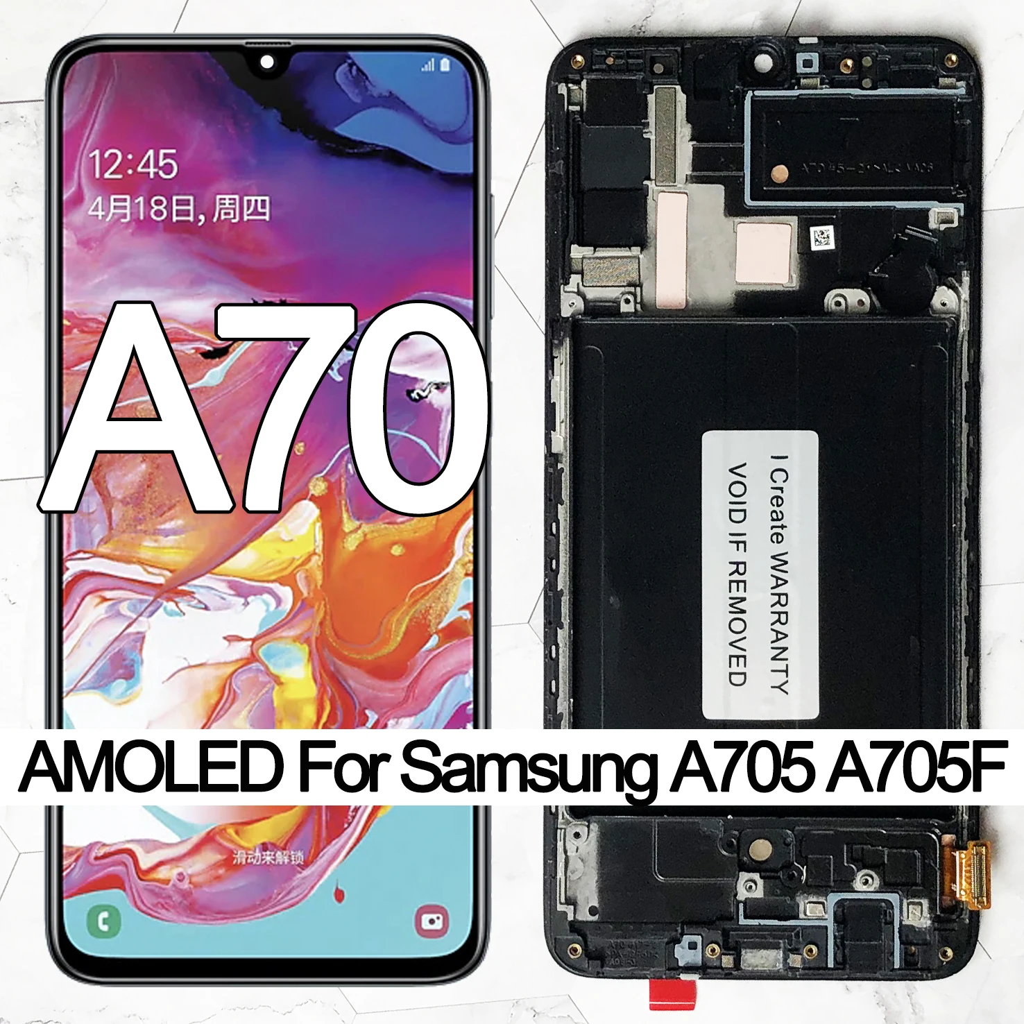Display Lcd Amoled Da 6.7 ''Per Samsung Galaxy A70 Lcd A705 A705F Sm-A705Mn Display Touch Screen Digitizer Assembly Sostituzione
