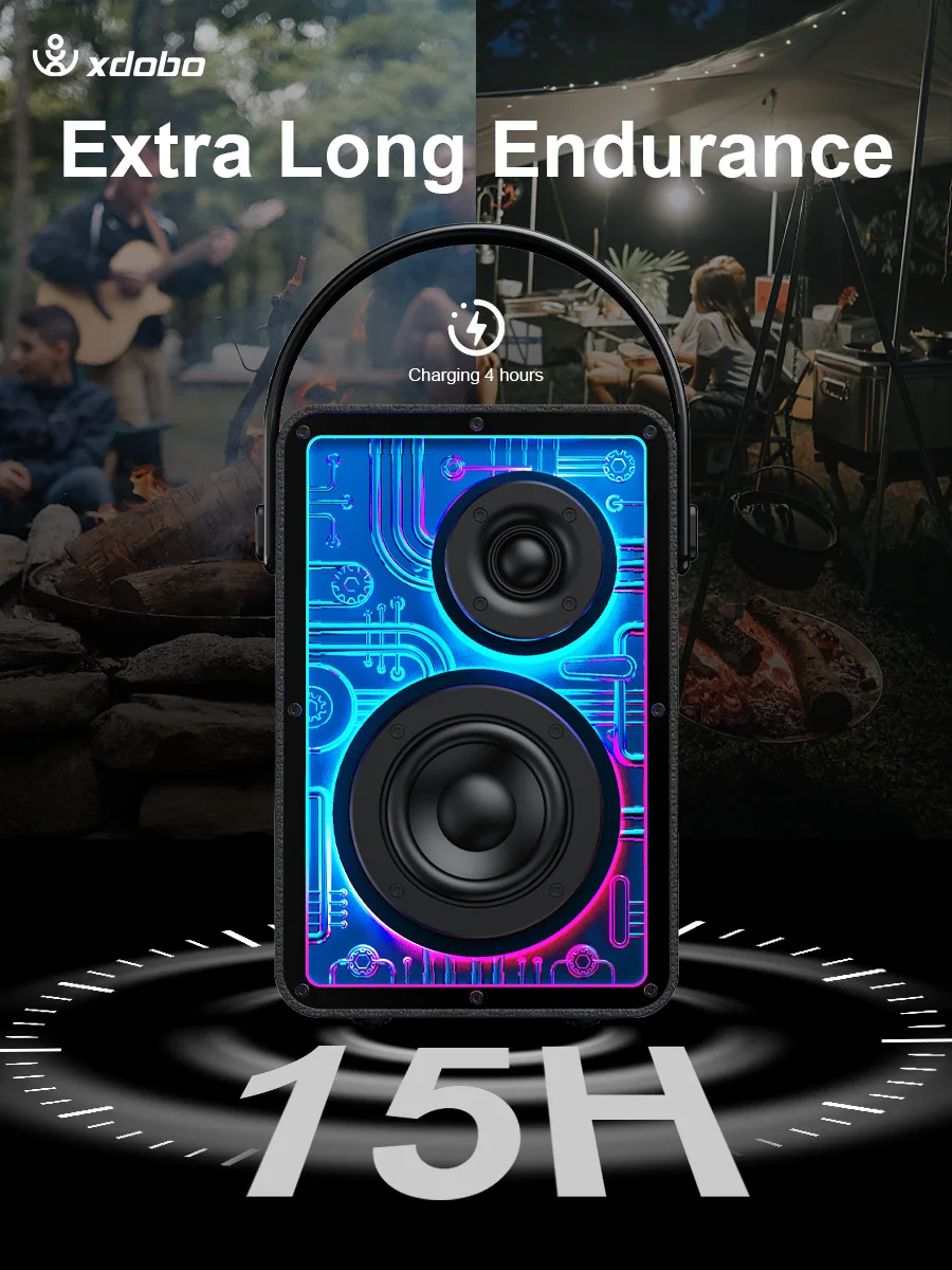 

80W High Power Wireless Bluetooth Speaker Outdoor Handheld Portable Soundbox Waterproof Subwoofer Cool Ambient Lighting Boombox