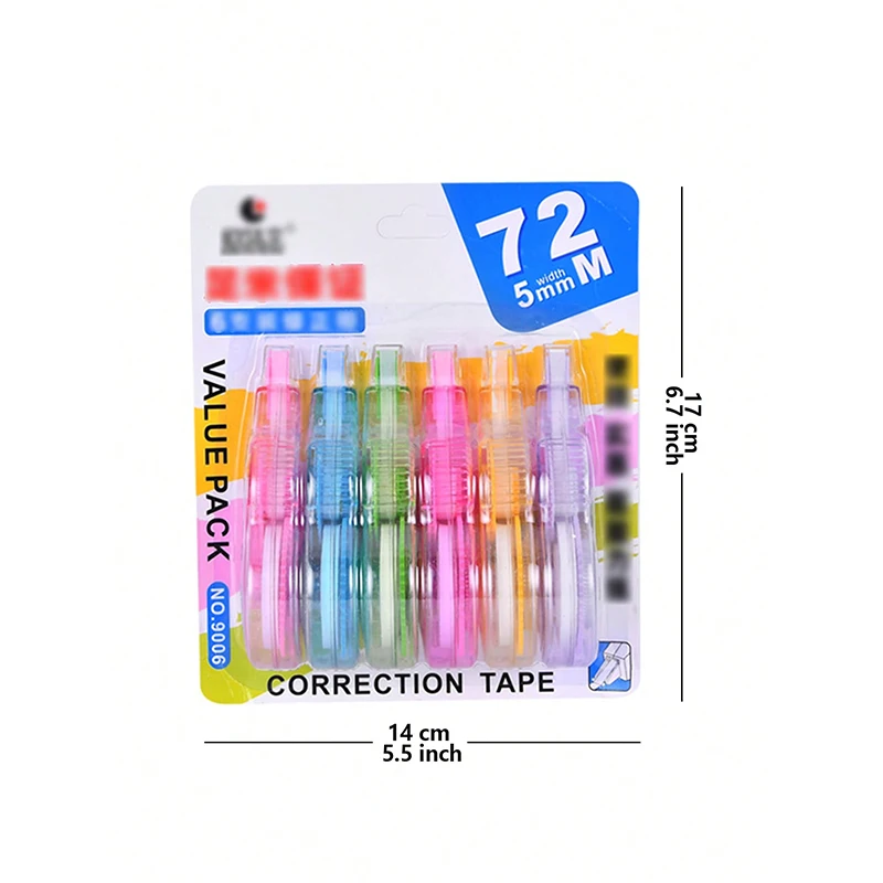 6 pcs correction tape, total 2834.65 inches, affordable package, large capacity correction tape，office school supplies