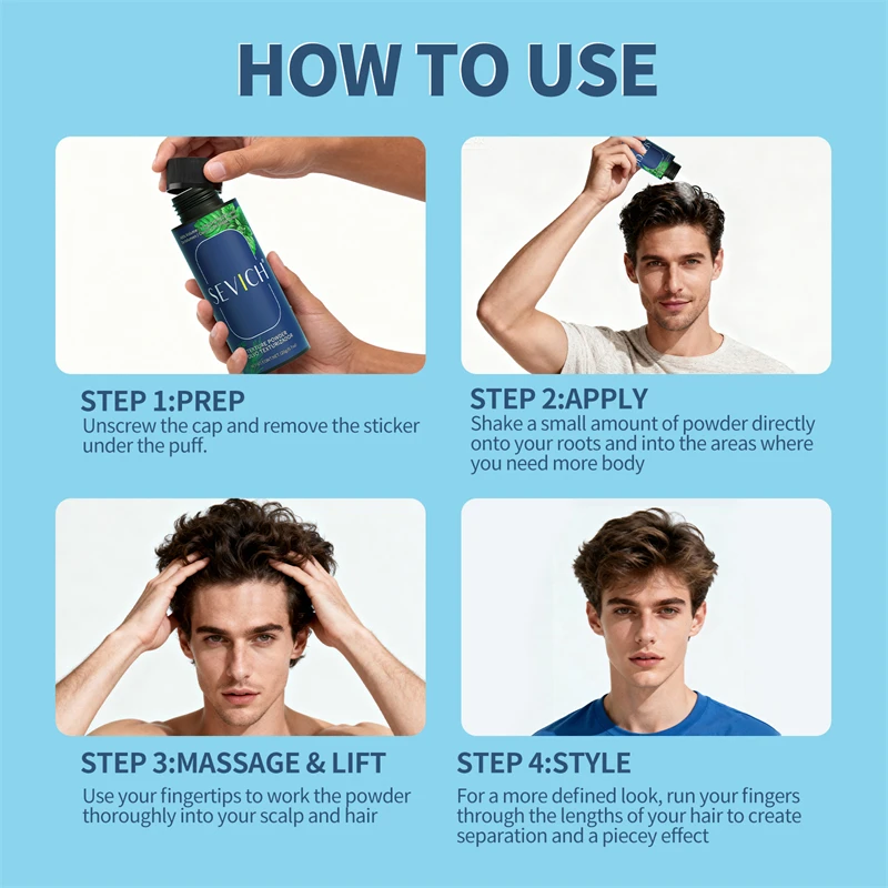 Men Hair Texture Powder Hair Volumizing Powder Thickening Matte Hair Building Fiber Powders Hair Styling Powder Dry Shampoo 20g view 5