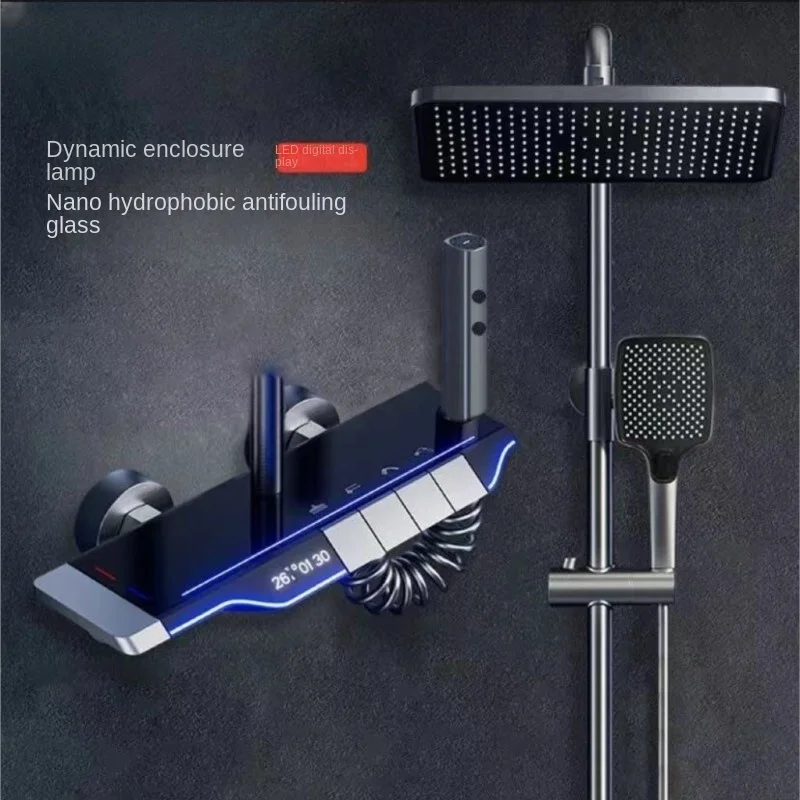 Luxury Wall Mounted Smart Button Digital Display Shower Set Thermostat