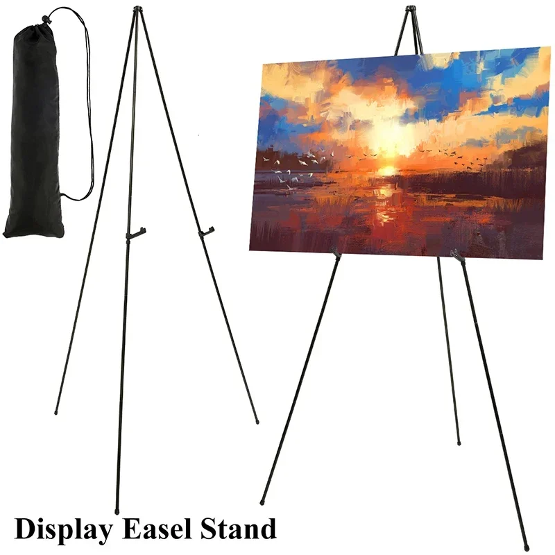 66 in Tripod Display Easel Stand Poster Display Stand Anti-slip Wedding Card Black silver Easel Holder Art Board Display Holder