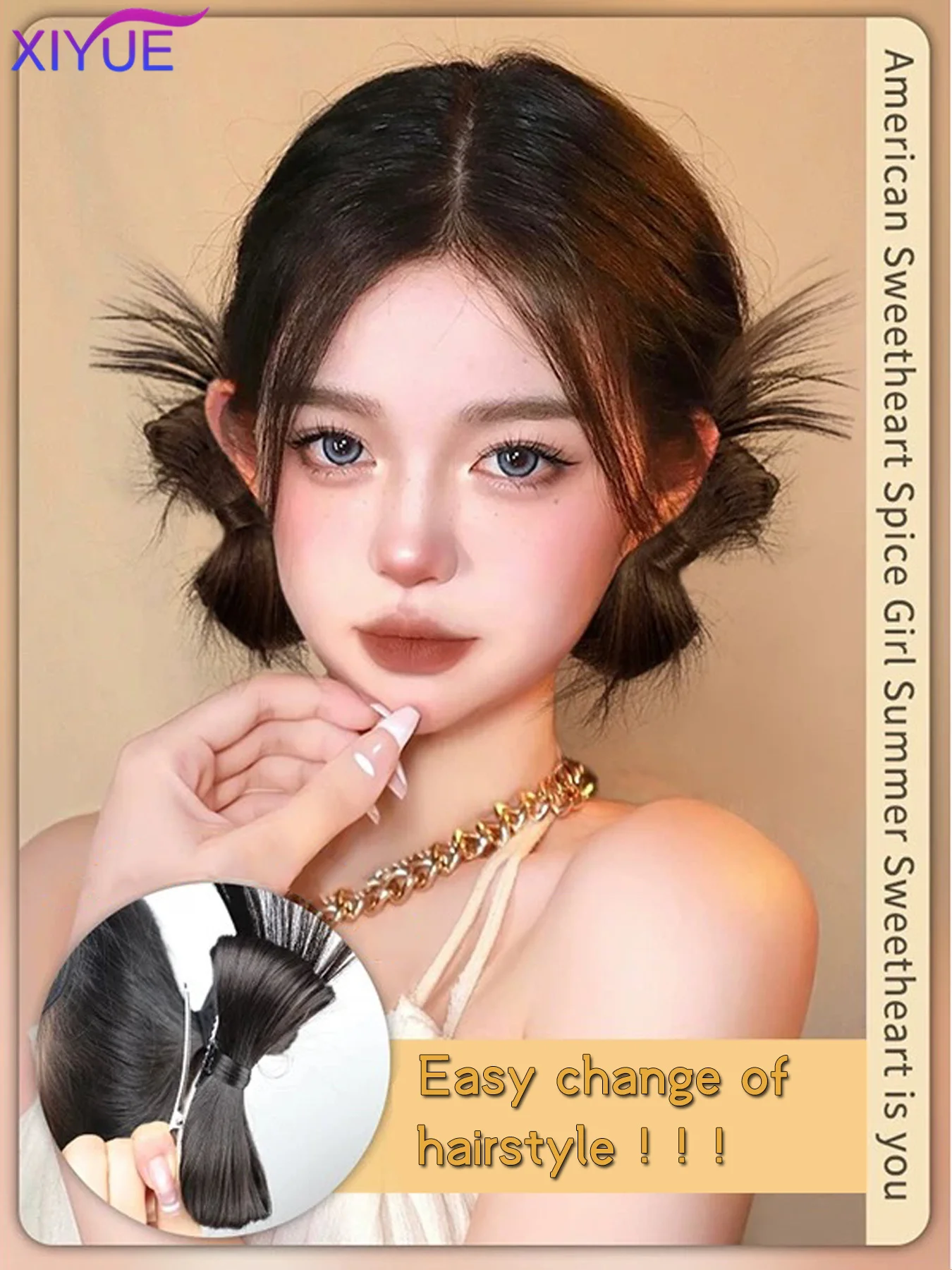 Synthetic Women Half-tie Hair Claw Feather Shuttlecock Head Lazy Head Clip Wig Catch Clip High Ponytail Hair Accessories