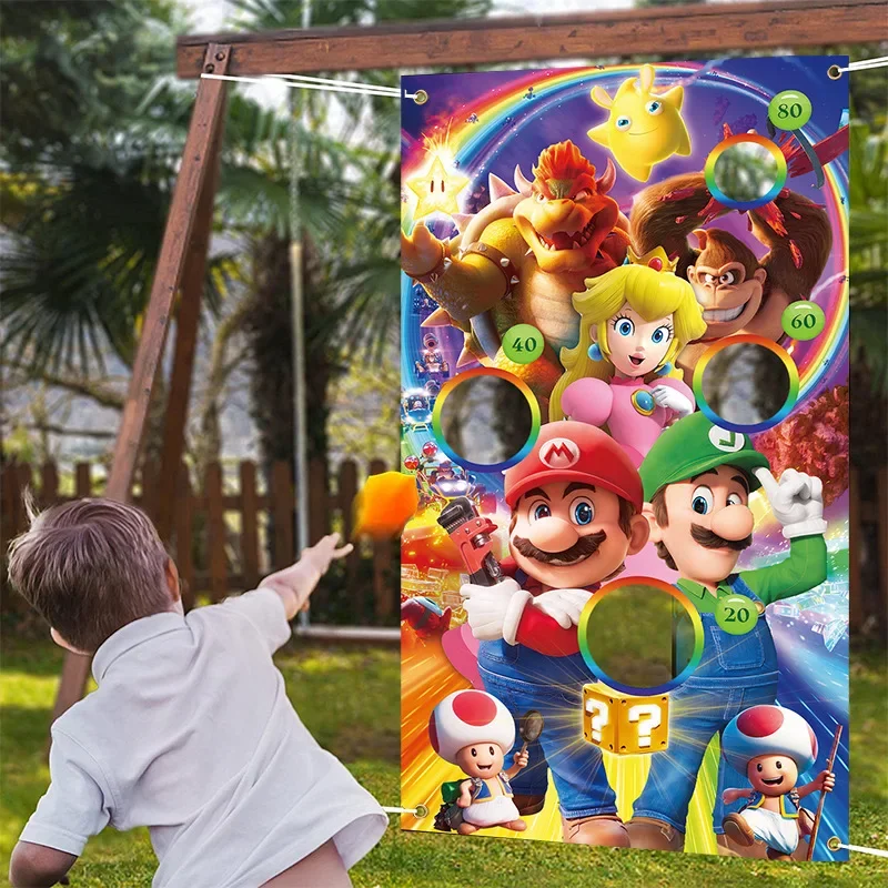 Super Mario Bros Movie Bean Bag Toss Game-Lancio Carnival Game Banner Forniture Per Feste Decorazioni Per Bambini Adulti Indoor Outdoor