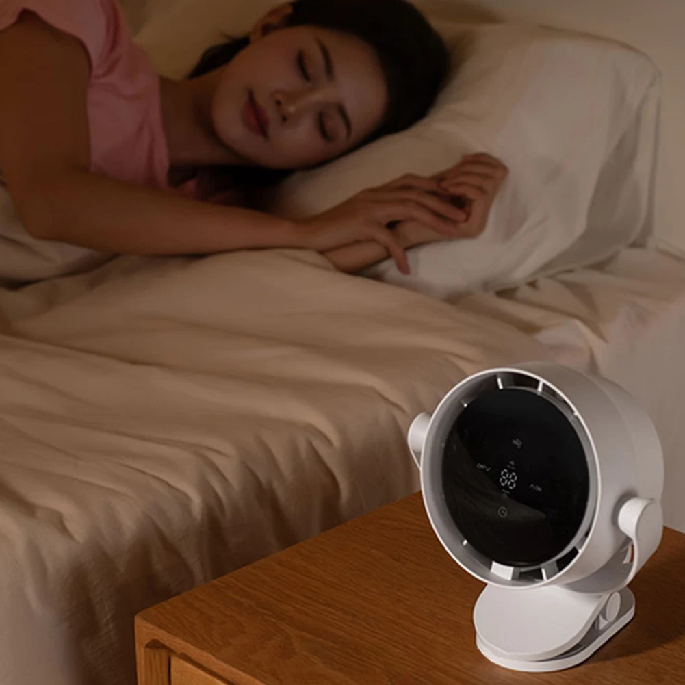 Small Electric Fan with Clip Intelligent Digital Display Rotating Fan Silent Wall Mounted for Bedroom Office Home Dormitory