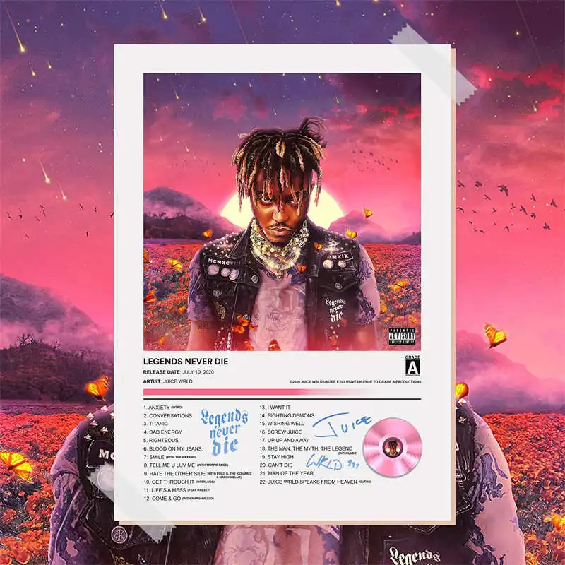 ポスター Juice Wrld poster Juice WRLD - Fighting Demons Album Cover Wall Poster with