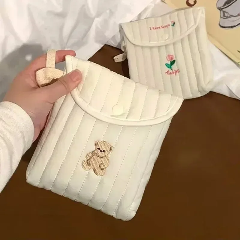 Mini Period Pouch 16x13cm Cotton Linen Sanitary Bag for Pads/Tampons Travel Organizer Elegant Clutch for Women & Teens