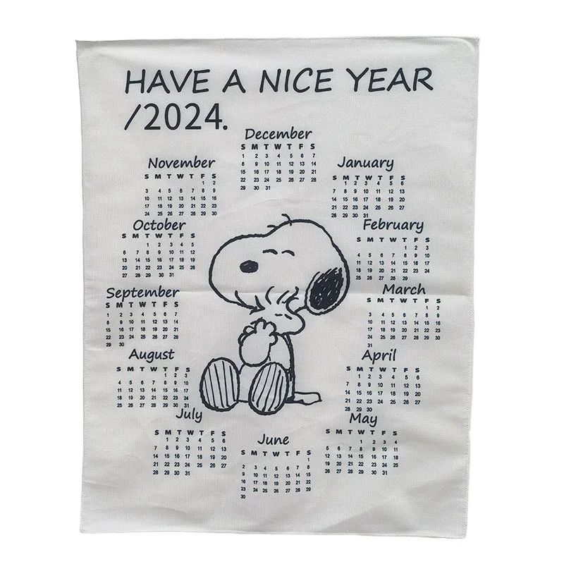2024 Calendar Snoopy Small Tapestry Background Cloth Ins Desk Calendar Wall  Hanging Girl Room Cartoon Hanger Tapestries Decor