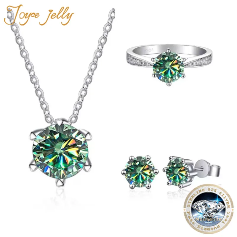 JoyceJelly Moissanit Schmuck-Set mit 1CT D Farbe VVS 3EX Moissanit Stein Pass Diamant Test Hochzeit Luxus edlen Schmuck Geschenk