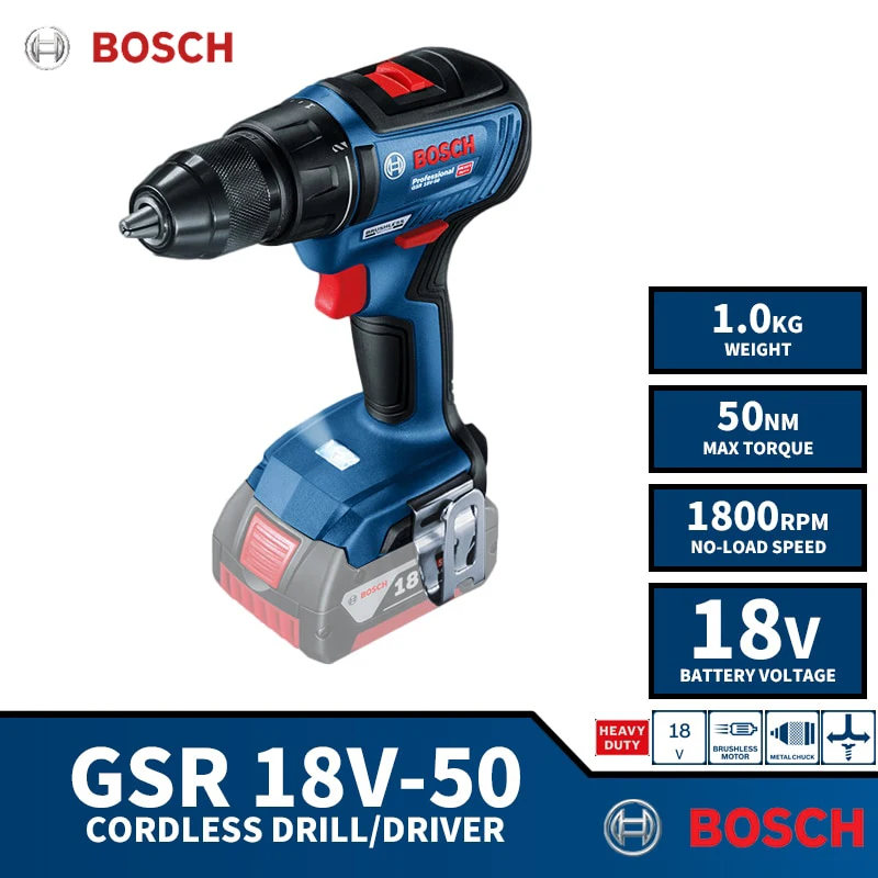 

Дрель аккумуляторная Bosch GSR 18V-50, 18 В, 50 нм, 1800 об/мин