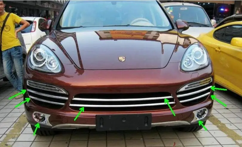 

ABS Chrome Bumper Mesh Vent Hole Dirt Grille Grills & Fog Lamp Trims Cover For Porsche Cayenne 2011 2012 2013 2014