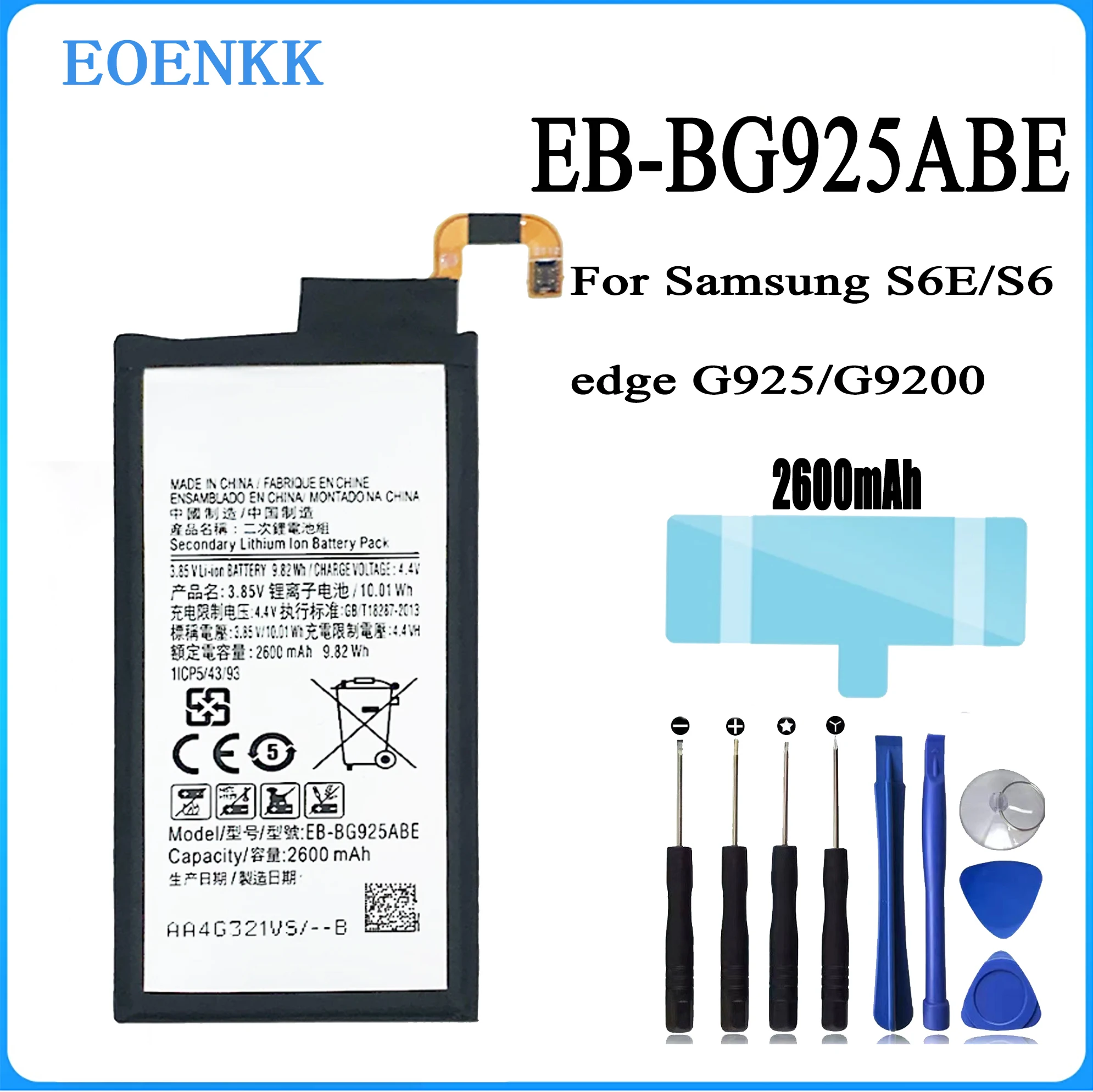 

EB-BG925ABE Battery For Samsung GALAXY S6 Edge G9250 G925FQ G925F S6E S6Edge Repair Part Capacity Phone Batteries