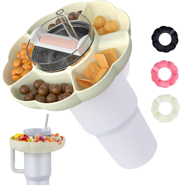 Snack Bowl for Stanley Cup with Cover, Reusable Snack Ring for Stanley 40  oz Tumbler with Handle, Snack Tray for Stanley Cup Accessories, Silicone