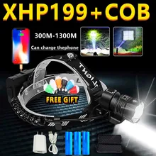 

Super XHP199 Powerful COB LED Headlamp Flashlight Torch XHP160 High Power Rechargeable Headlight 18650 Bicycle Head Lamp Lantern