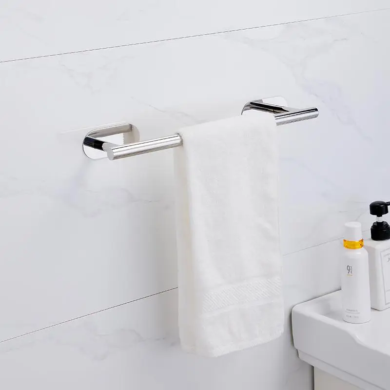 No Drilling Bathroom Hardware Set Self-Sticking Stainless Steel Brushed Towel Bar Paper Holder Ring Hook Accessories Hardware, bathroom hardware set, bathroom hardware accessories