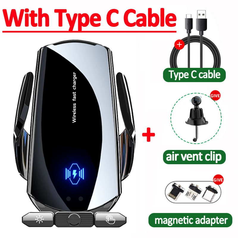Sleek Wireless Car Phone Charger with 15W Fast Charging Capability