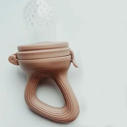 Silicone Baby Fruit Feeder & Teething Pacifier Soother with Cover (Size M-Brown)