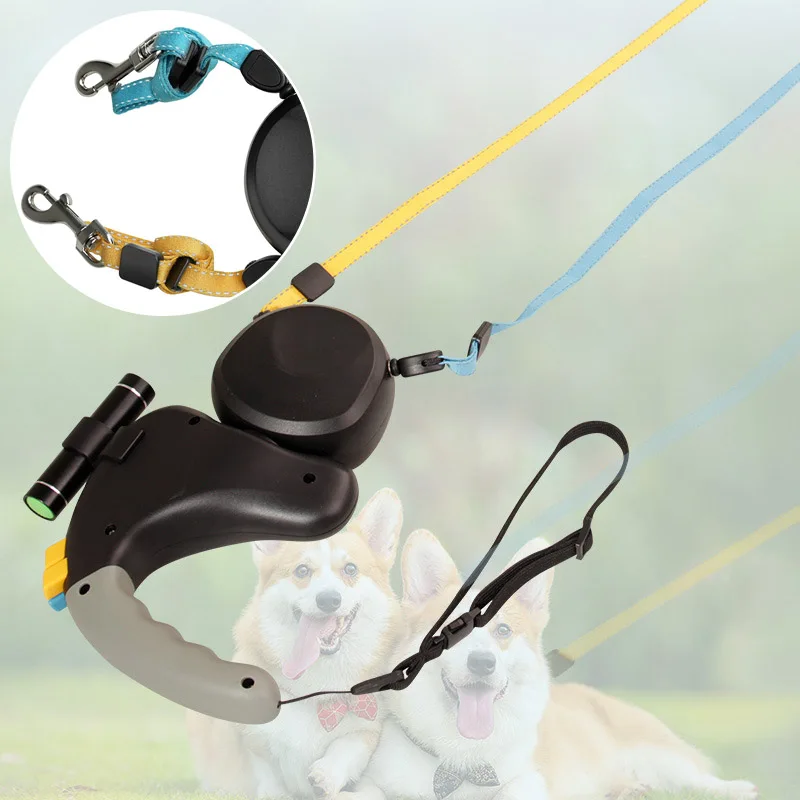 For 2 Dogs Walking Pet Traction Rope Belt Retractable Adjustable with Light Double Pet Supplies Dual Dog Leash Rotation Pet Rope For 2 Dogs Walking Pet Traction Rope Belt Retractable Adjustable with Light Double Pet Supplies Dual Dog Leash Rotation Pet Rope
