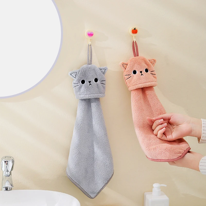 Microfiber Hand Towel Cat Hand Towel For Child Super Absorbent Microfiber Kitchen Towel Tableware Cleaning Bathroom Tools