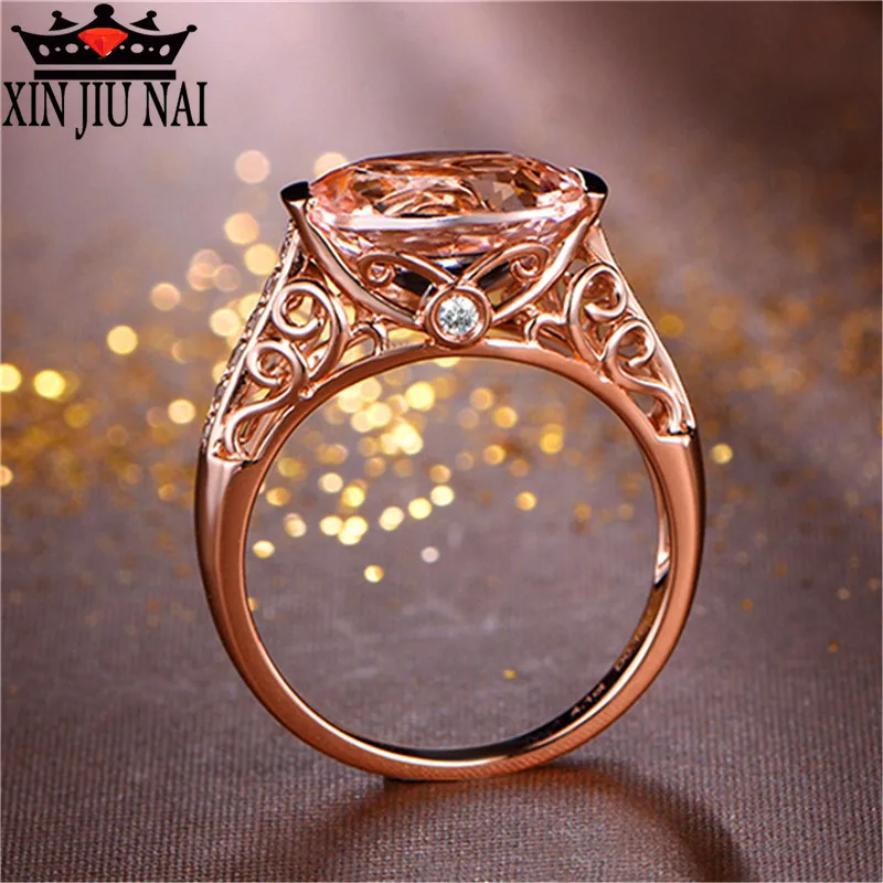 

2020 new 18K rose gold intertwined vine champagne gemstone female diamond ring women's jewelry Valentine's Day surprise gift