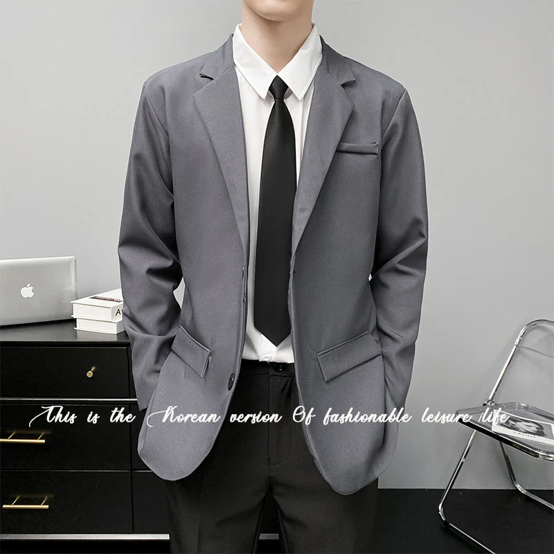 

New Arrival Men Suit Jackets Blazer Coat Slim Fit Smart Casual Spring Loose Fashion Clothing Asian Single Breasted Korean Black