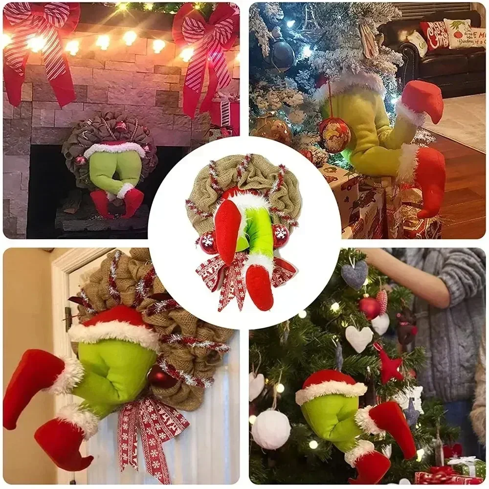 Thief Burlap Stealer Cotton Linen Christmas Design Garlands Pendent Hanging Ornament Home Front Door Wreath Hoop Xmas Decoration