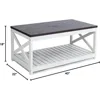 Farmhouse Coffee Table with Slatted Shelf and Corner Protection, 40 Inches, Vintage White/Espresso 2