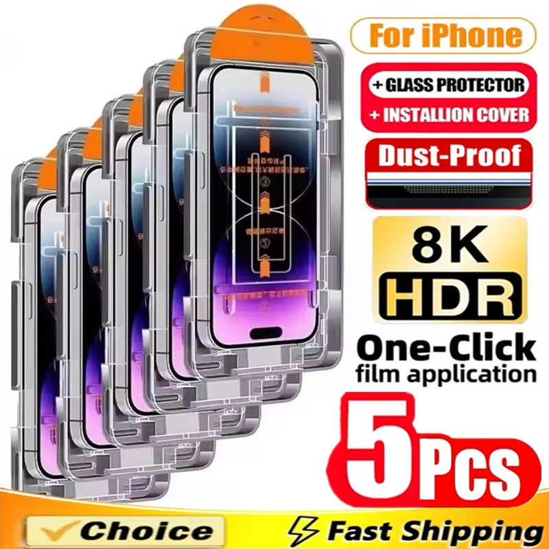 Oleophobic Coating Dust Free Easy Installation Screen Protector For iPhone 17 16 14 15 11 12 13 Pro Max XR X XS 7 8 16 Plus SE