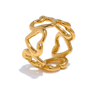 Stylish Unique Stainless Steel Heart Love Hollow Ring Water Resistant Metal Attractive Daily Finger Jewellery 202 7