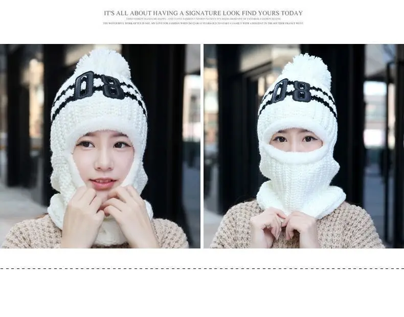 thermal aviator bomber hat Paragraph Hat Ms Korea Winter Earmuffs Cycling Sets Wind Knitting And Wool Warm Scarf Caps sheepskin bomber hat