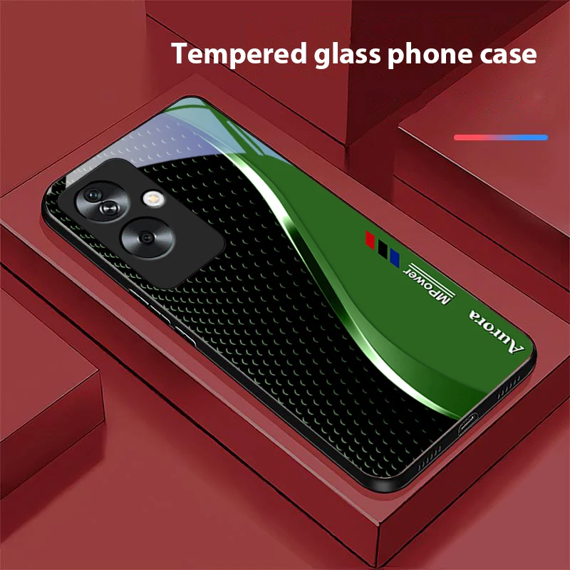 Sleek Black Phone Case with Tempered Glass Protection