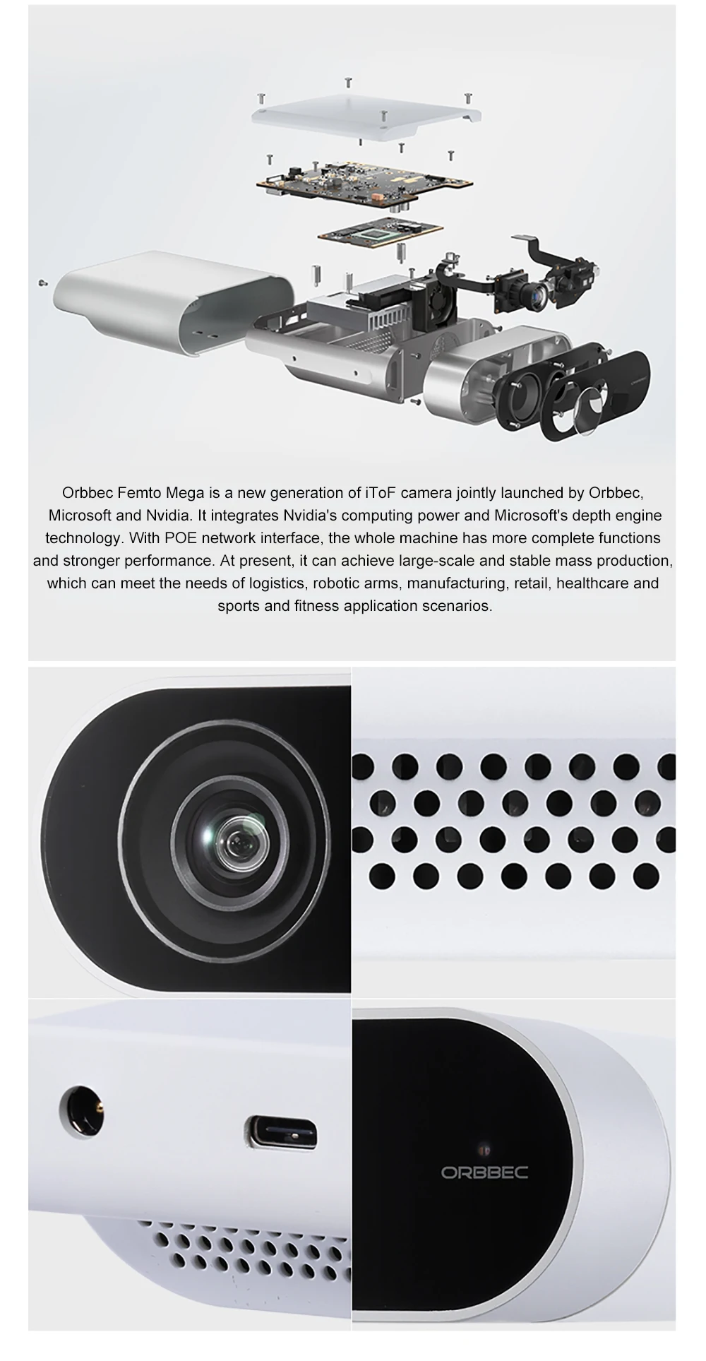 ORBBEC Femto Mega Depth Camera Structured Light 3D Scanning Map Reconstruction O