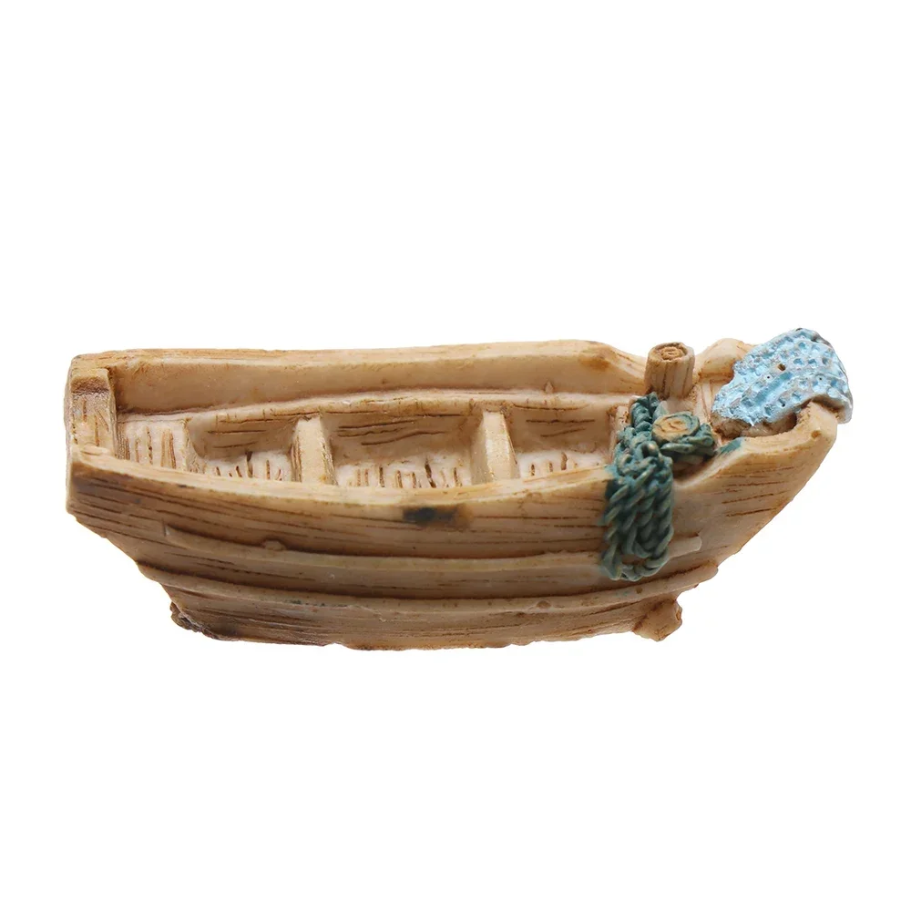 Miniature Boat and Paddle Figurine - Decorative Resin Craft