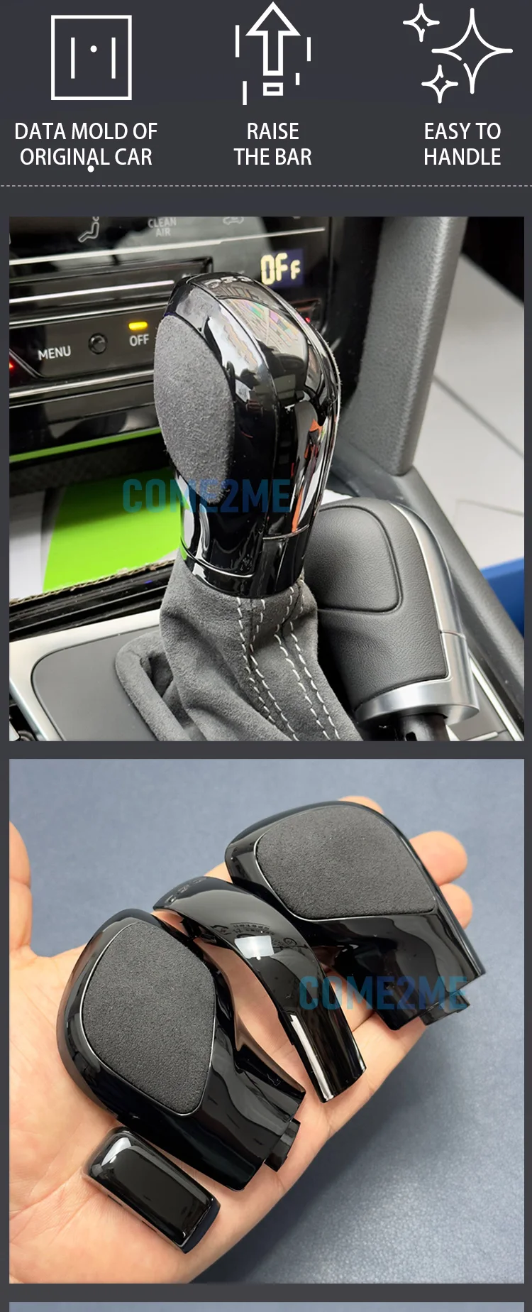 DSG Gear Shift Knob Side Cover Black Chrome Leather Carbon DSG Shift Knob For V